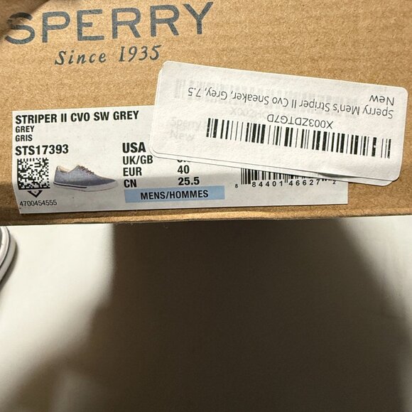 Sperry Men's Striper II CVO Salt Washed Sneaker Grey Size 7.5 NEW - Picture 7 of 8